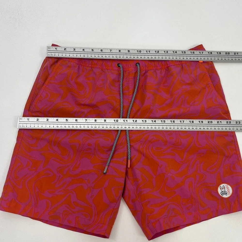 Psycho Bunny x Swims Swim‎ Shorts Pink Orange Mens XL Colorful Beach Pool *Flaw